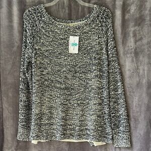 Urban Day Cream and Navy Blue Crew Neck Sweater with silver sequins size M/L